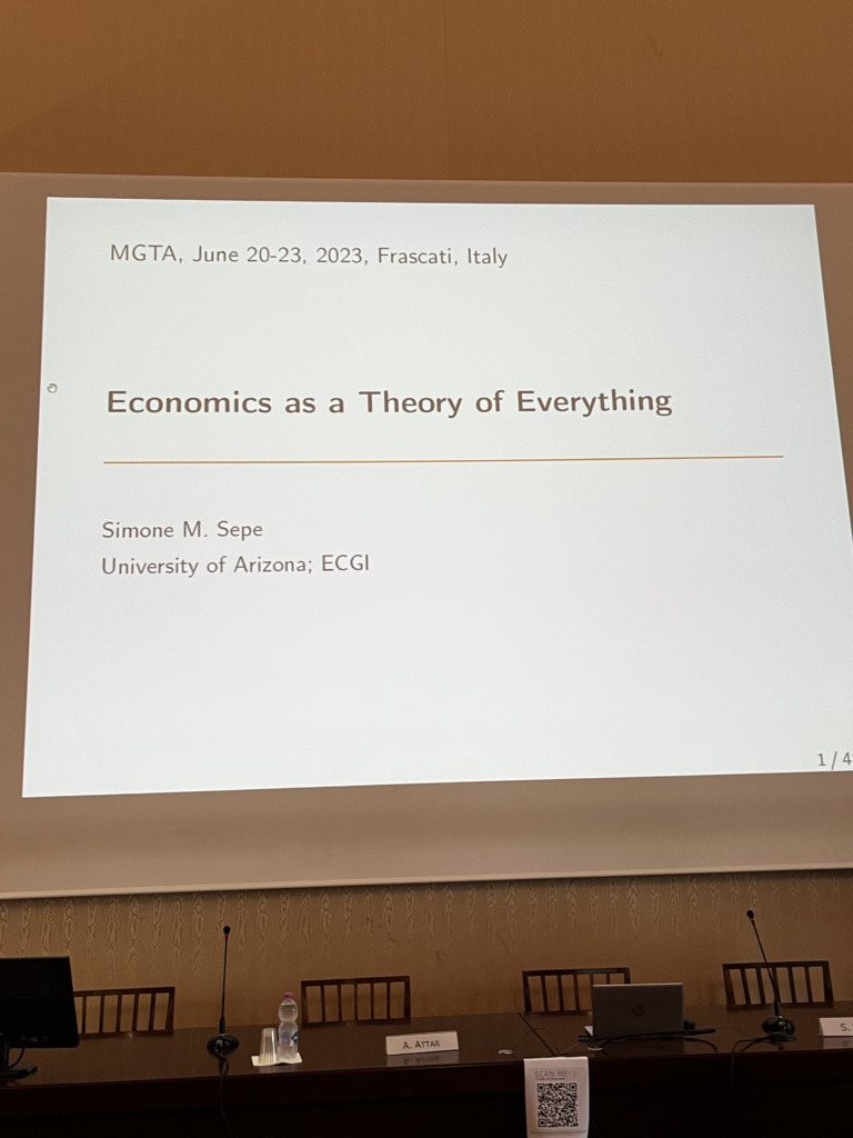 Picture of Slide reading - Economics as a Theory of Everything