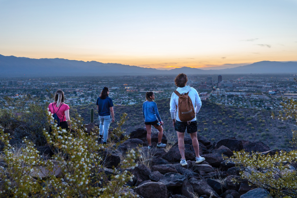 Students on Tumamoc hill overlooking Tucson