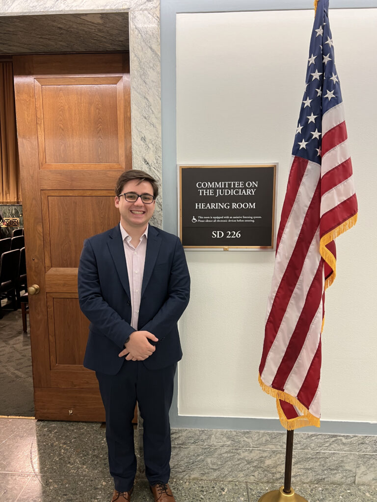 Andrew Pongratz outside of the Committee on the Judiciary Hearing Room at the U.S. Capitol