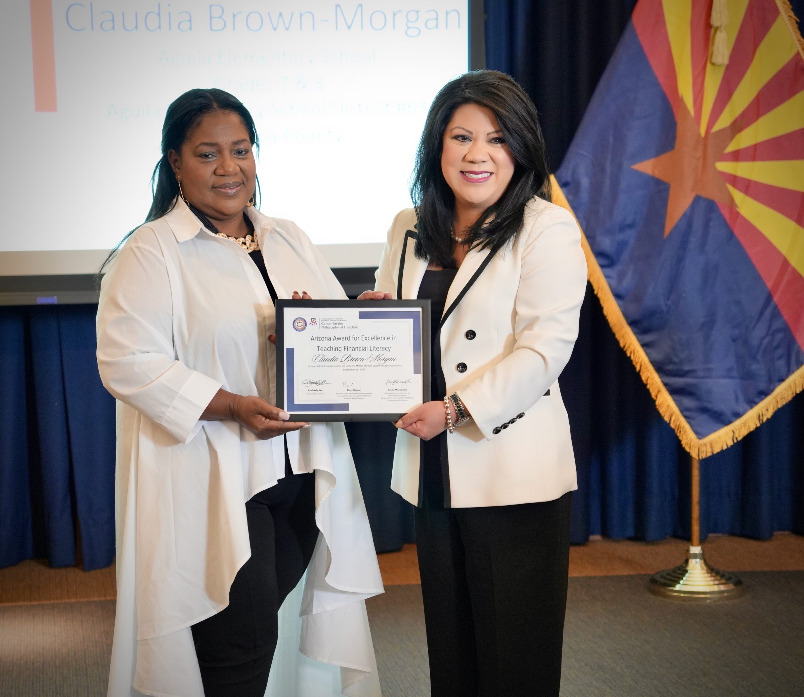 Claudia Brown-Morgan with AZ State Treasurer Kimberly Yee
